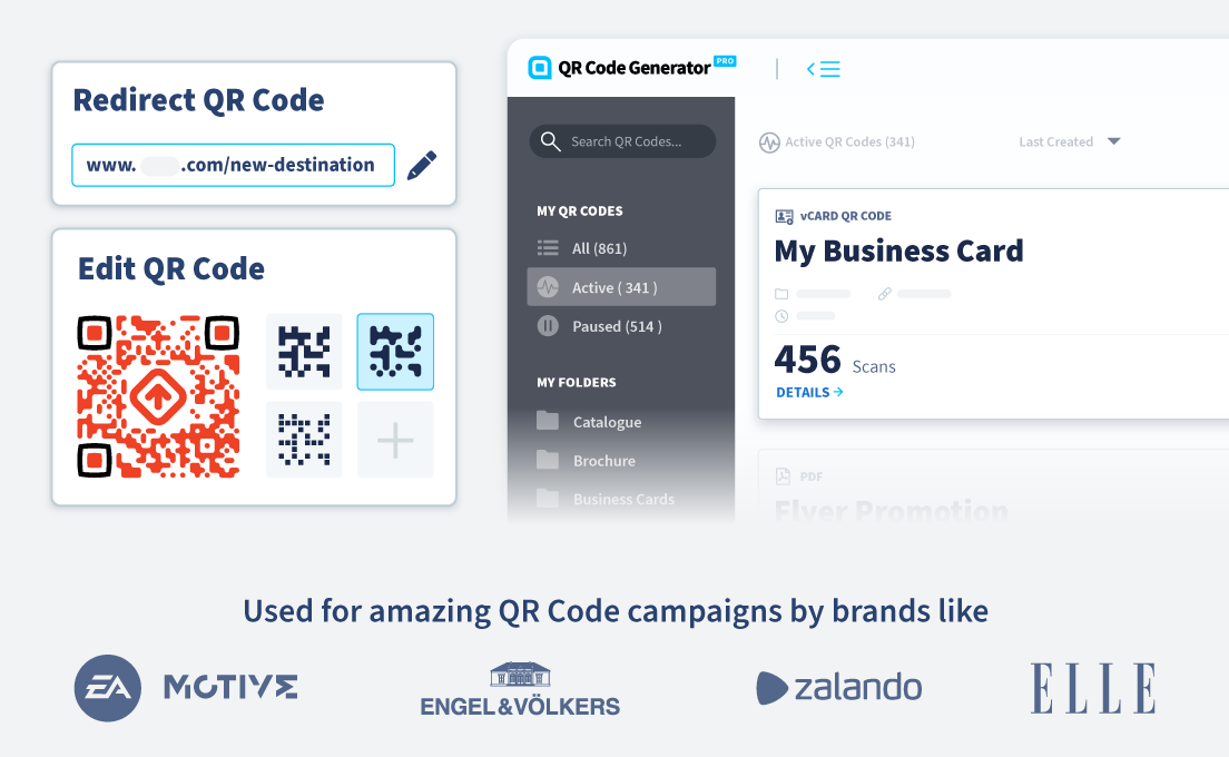 Illustration of a QR code creation with Business Card