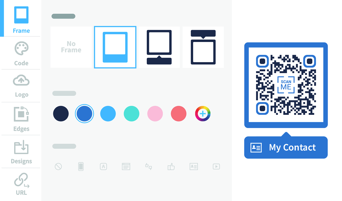 Personalize seus QR Codes adicionando molduras, cores e logotipos com QR Code Generator PRO.