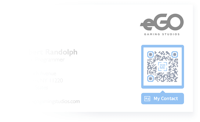 Exemplo de um QR Code personalizado com cores, uma moldura e um logotipo, feito com QR Code Generator PRO.