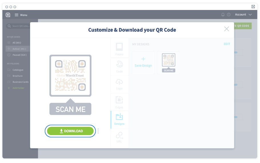 Baixe o QR Code clicando em 