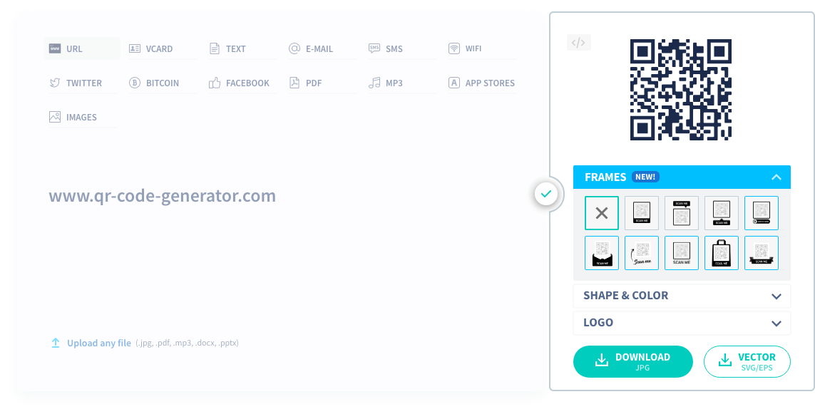Em seguida, selecione Download para obter o arquivo de QR Code em JPG