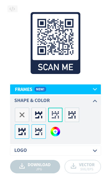 Mude o estilo e a forma do QR Code