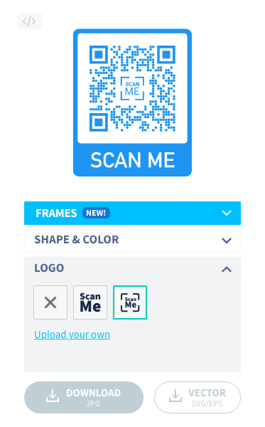 Adicione seu logotipo ao centro do QR Code