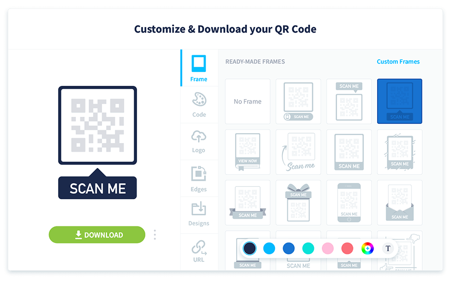 Escolha uma de nossas molduras prontas para destacar o seu QR Code