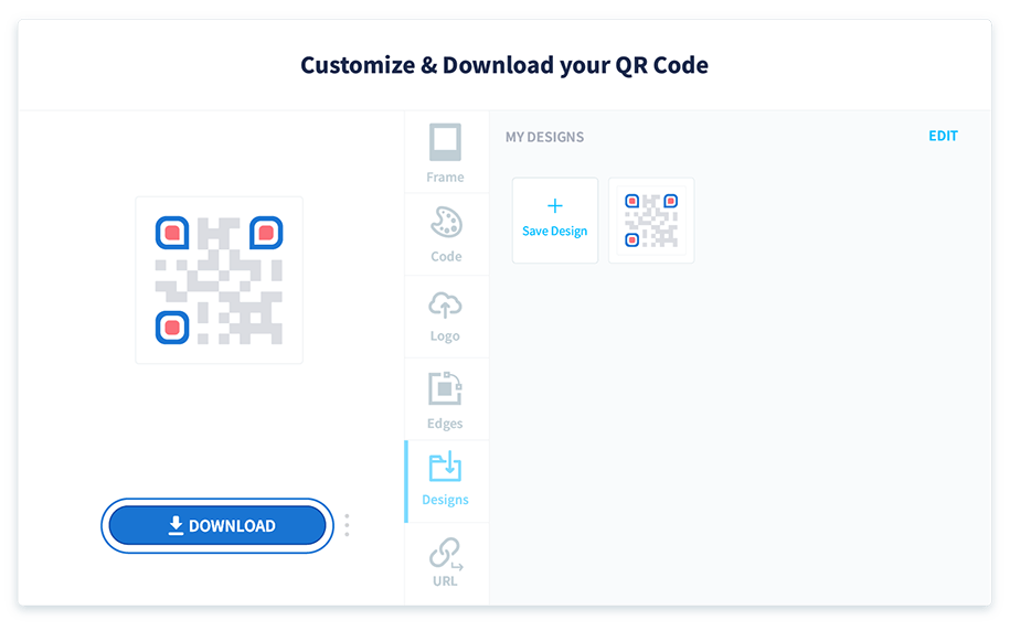 Selecione o botão Download para baixar automaticamente seu QR Code em formato PNG