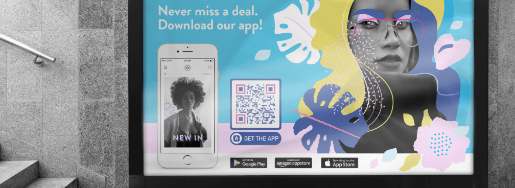 Exemplo de QR Code num anúncio de uma loja