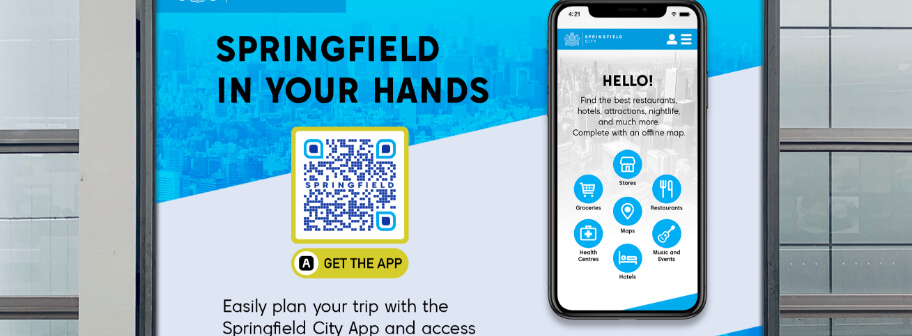 Exemplo de QR Code num anúncio divulgando um aplicativo