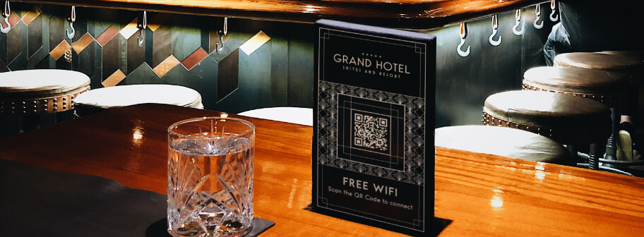 QR Code num hotel que permite conectar ao WiFi com apenas um scan