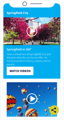 Uma landing page do QR Code com um vídeo que faz um tour pela cidade.