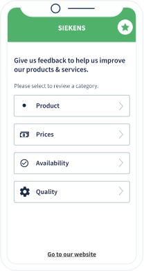Uma página de destino do QR Code com um formulário de feedback de um produto eletrônico.