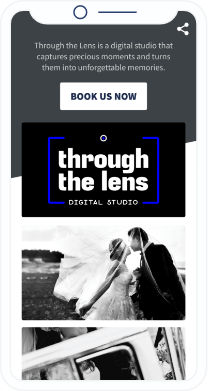 Landing page do QR Code que mostra um portfolio de um fotógrafo numa galeria de imagens.