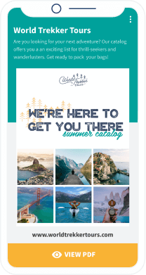 Landing page to download World Trekker Tours’ travel catalog in PDF format containing detailed information about summer vacations