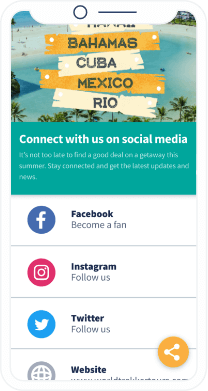 Uma landing page personalizada que mostra botões 