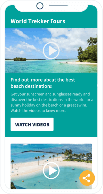 Uma landing page que mostra uma playlist de video das melhores praias para visitar