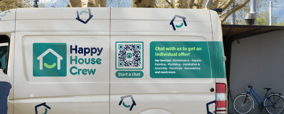 Exemplo de um QR Code Facebook Messenger no carro de uma empresa