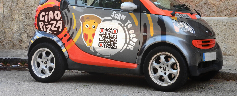 QR Code num veículo que mostra cardápio de um restaurante