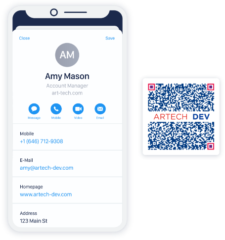 Exemplo de QR Code vCard com informações de contato